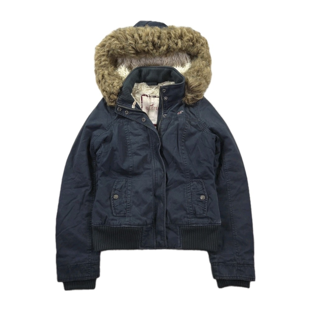 Vintage Abercrombie Fitch‎ Bomber Large Jacket Fur Lined Hood Y2K Zip Bella Swan